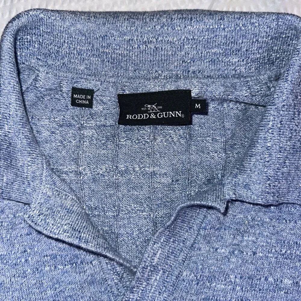 Rodd & Gunn Blue Cotton Buttonless V Neck Pullover Polo Size Medium
